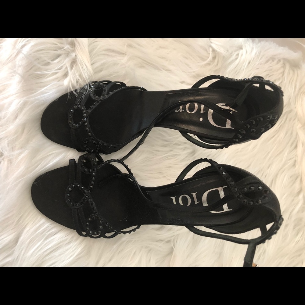 Dior strappy rhinestone embellished heels